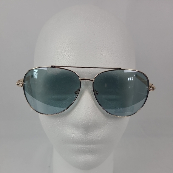 Guess Accessories - NEW GUESS GF0356 Women's Gold/Blue Pearl Aviator Fashion Sunglasses NWT